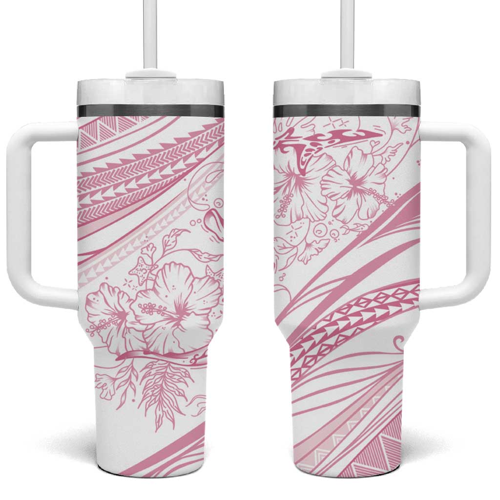 Sharks Couple Dreamy Polynesians Floral Sea Tumbler With Handle Pink LT7 One Size: 40 oz Pink - Polynesian Pride