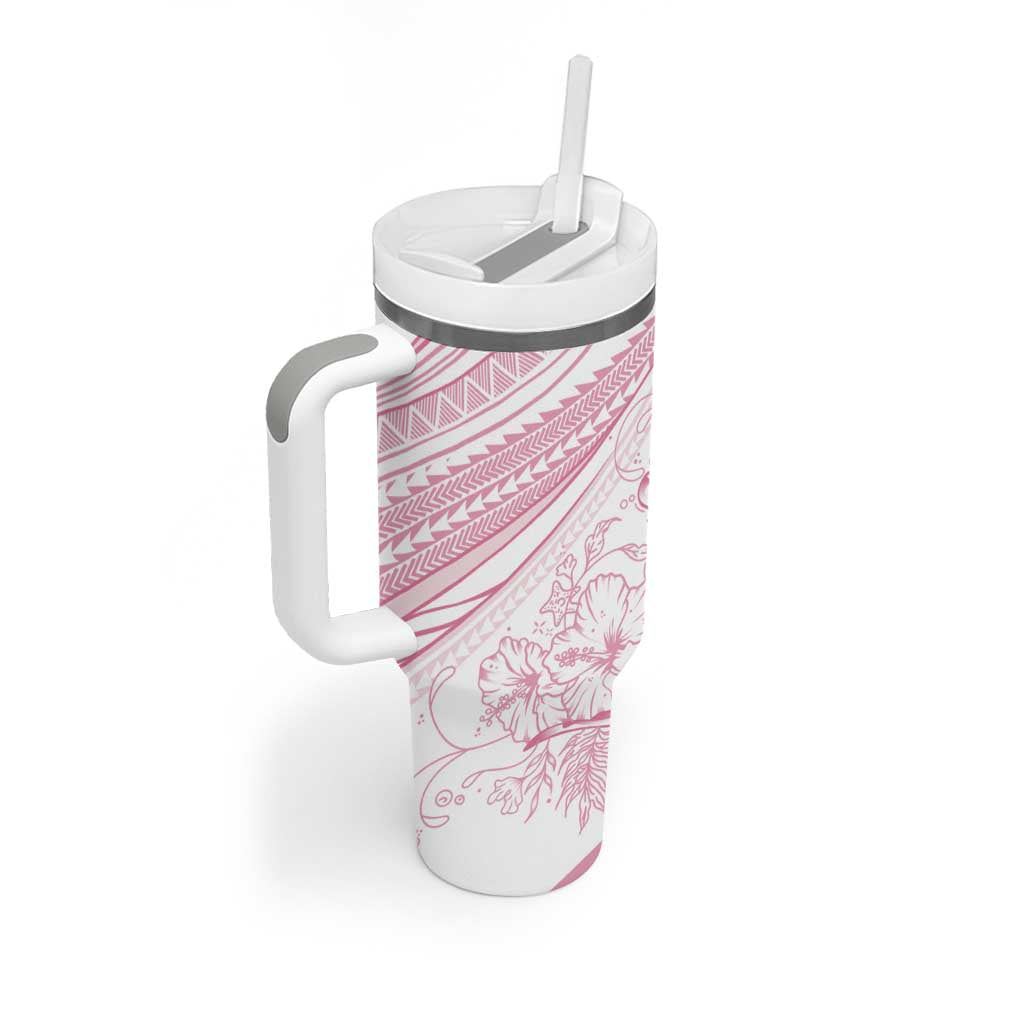 Sharks Couple Dreamy Polynesians Floral Sea Tumbler With Handle Pink LT7 - Polynesian Pride