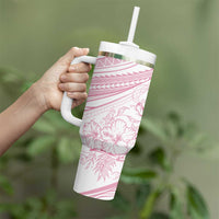Sharks Couple Dreamy Polynesians Floral Sea Tumbler With Handle Pink LT7 - Polynesian Pride