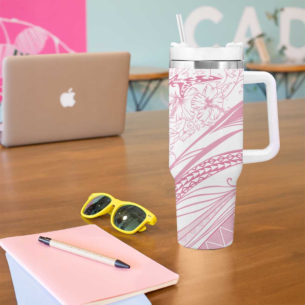 Sharks Couple Dreamy Polynesians Floral Sea Tumbler With Handle Pink LT7 - Polynesian Pride