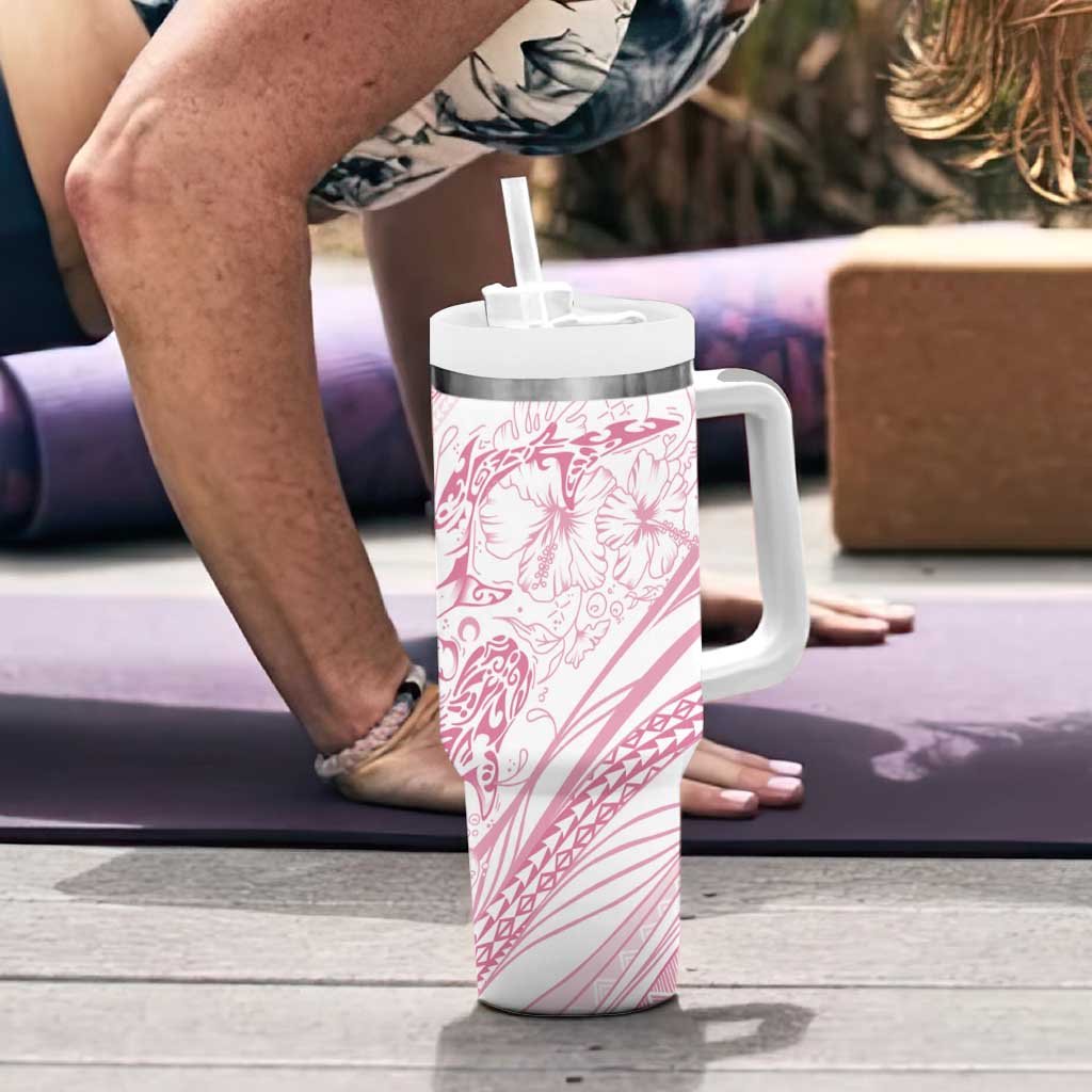 Sharks Couple Dreamy Polynesians Floral Sea Tumbler With Handle Pink LT7 - Polynesian Pride