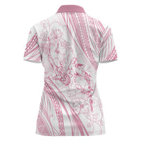 Sharks Couple Dreamy Polynesians Floral Sea Women Polo Shirt Pink - Polynesian Pride