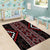 Red Tukutuku Pattern Aotearoa Area Rug Niho Taniwha and Puhoro Motifs