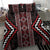 Red Tukutuku Pattern Aotearoa Bedding Set Niho Taniwha and Puhoro Motifs