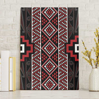 Red Tukutuku Pattern Aotearoa Canvas Wall Art Niho Taniwha and Puhoro Motifs
