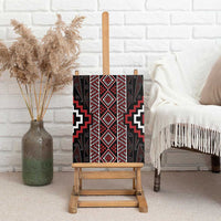 Red Tukutuku Pattern Aotearoa Canvas Wall Art Niho Taniwha and Puhoro Motifs