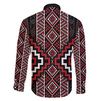 Red Tukutuku Pattern Aotearoa Family Matching Tank Maxi Dress and Hawaiian Shirt Niho Taniwha and Puhoro Motifs LT7 - Polynesian Pride
