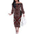 Red Tukutuku Pattern Aotearoa Off The Shoulder Long Sleeve Dress Niho Taniwha and Puhoro Motifs