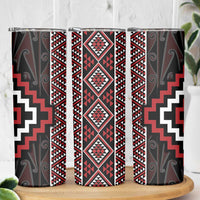 Red Tukutuku Pattern Aotearoa Skinny Tumbler Niho Taniwha and Puhoro Motifs