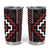 Red Tukutuku Pattern Aotearoa Tumbler Cup Niho Taniwha and Puhoro Motifs