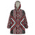 Red Tukutuku Pattern Aotearoa Wearable Blanket Hoodie Niho Taniwha and Puhoro Motifs
