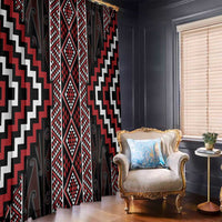Red Tukutuku Pattern Aotearoa Window Curtain Niho Taniwha and Puhoro Motifs