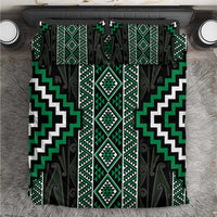 Jade Tukutuku Pattern Aotearoa Bedding Set Niho Taniwha and Puhoro Motifs