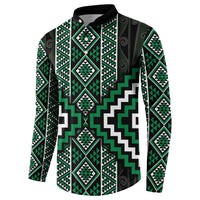 Jade Tukutuku Pattern Aotearoa Button Sweatshirt Niho Taniwha and Puhoro Motifs LT7 - Polynesian Pride