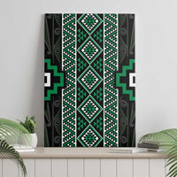 Jade Tukutuku Pattern Aotearoa Canvas Wall Art Niho Taniwha and Puhoro Motifs