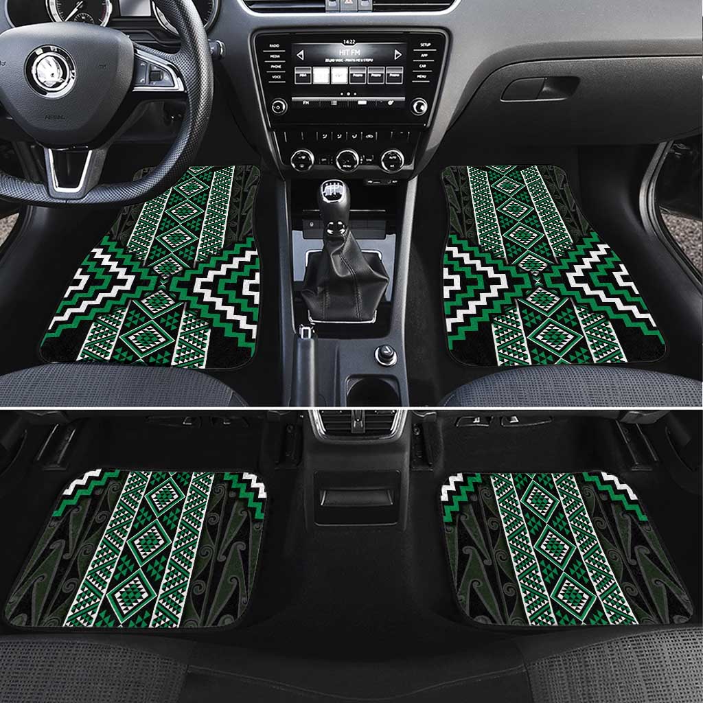 Jade Tukutuku Pattern Aotearoa Car Mats Niho Taniwha and Puhoro Motifs
