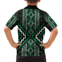 Jade Tukutuku Pattern Aotearoa Family Matching Tank Maxi Dress and Hawaiian Shirt Niho Taniwha and Puhoro Motifs LT7 - Polynesian Pride