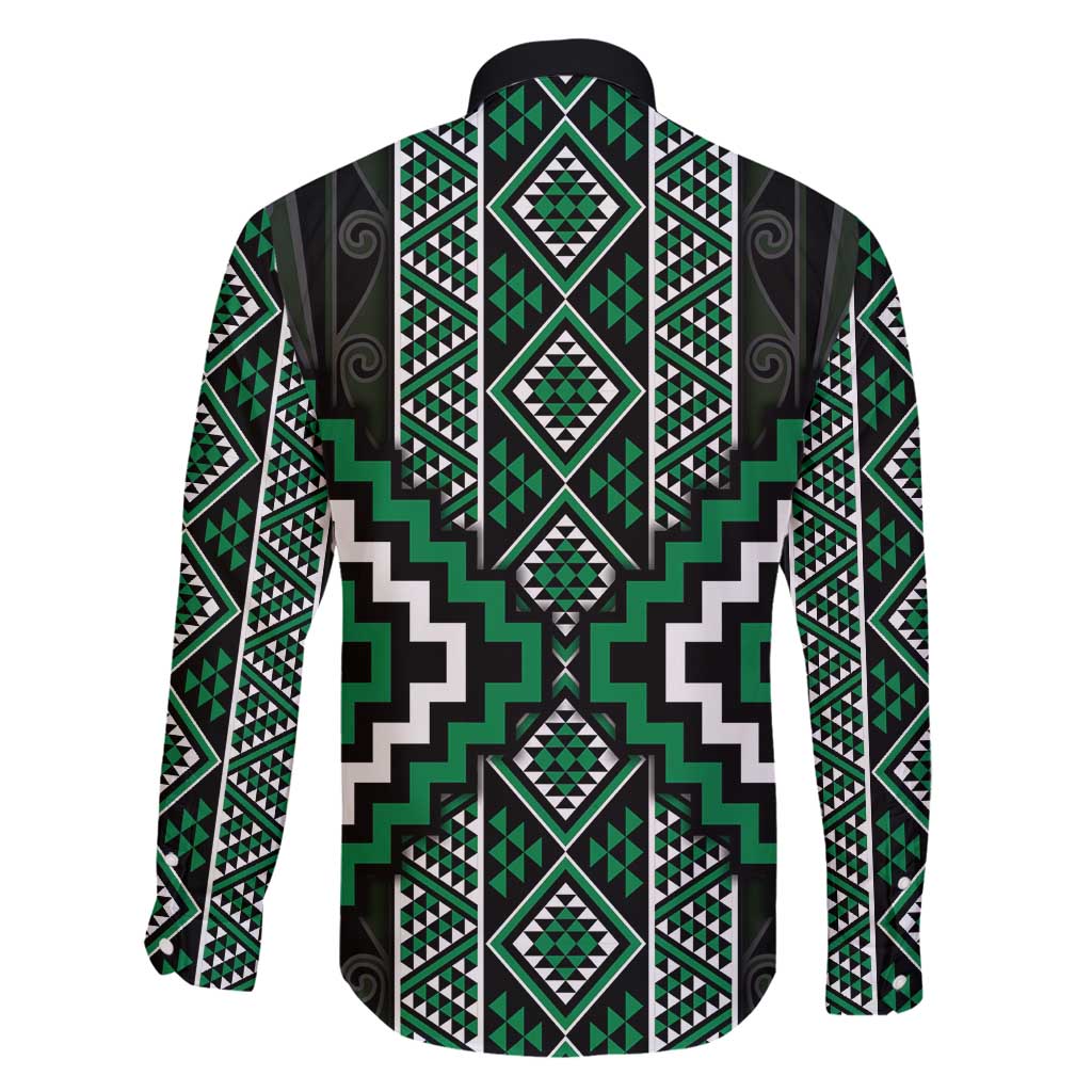 Jade Tukutuku Pattern Aotearoa Family Matching Tank Maxi Dress and Hawaiian Shirt Niho Taniwha and Puhoro Motifs LT7 - Polynesian Pride
