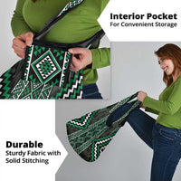 Jade Tukutuku Pattern Aotearoa Grocery Bag Niho Taniwha and Puhoro Motifs