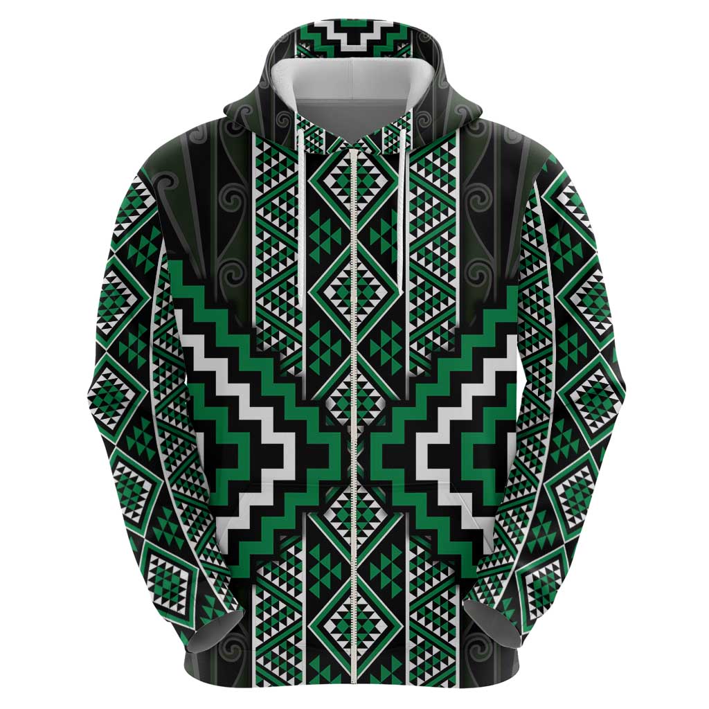 Jade Tukutuku Pattern Aotearoa Hoodie Niho Taniwha and Puhoro Motifs