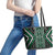 Jade Tukutuku Pattern Aotearoa Leather Tote Bag Niho Taniwha and Puhoro Motifs