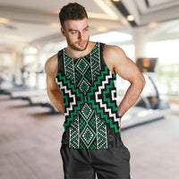 Jade Tukutuku Pattern Aotearoa Men Tank Top Niho Taniwha and Puhoro Motifs