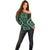 Jade Tukutuku Pattern Aotearoa Off Shoulder Sweater Niho Taniwha and Puhoro Motifs