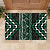 Jade Tukutuku Pattern Aotearoa Rubber Doormat Niho Taniwha and Puhoro Motifs LT7 Green - Polynesian Pride