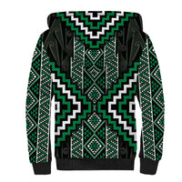 Jade Tukutuku Pattern Aotearoa Sherpa Hoodie Niho Taniwha and Puhoro Motifs