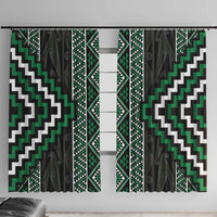 Jade Tukutuku Pattern Aotearoa Window Curtain Niho Taniwha and Puhoro Motifs