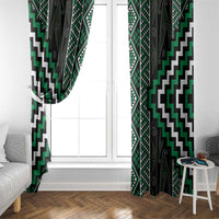 Jade Tukutuku Pattern Aotearoa Window Curtain Niho Taniwha and Puhoro Motifs