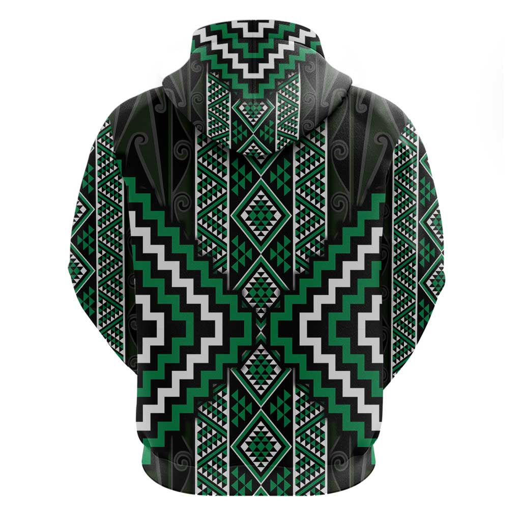 Jade Tukutuku Pattern Aotearoa Zip Hoodie Niho Taniwha and Puhoro Motifs LT7 - Polynesian Pride