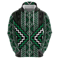 Jade Tukutuku Pattern Aotearoa Zip Hoodie Niho Taniwha and Puhoro Motifs LT7 - Polynesian Pride