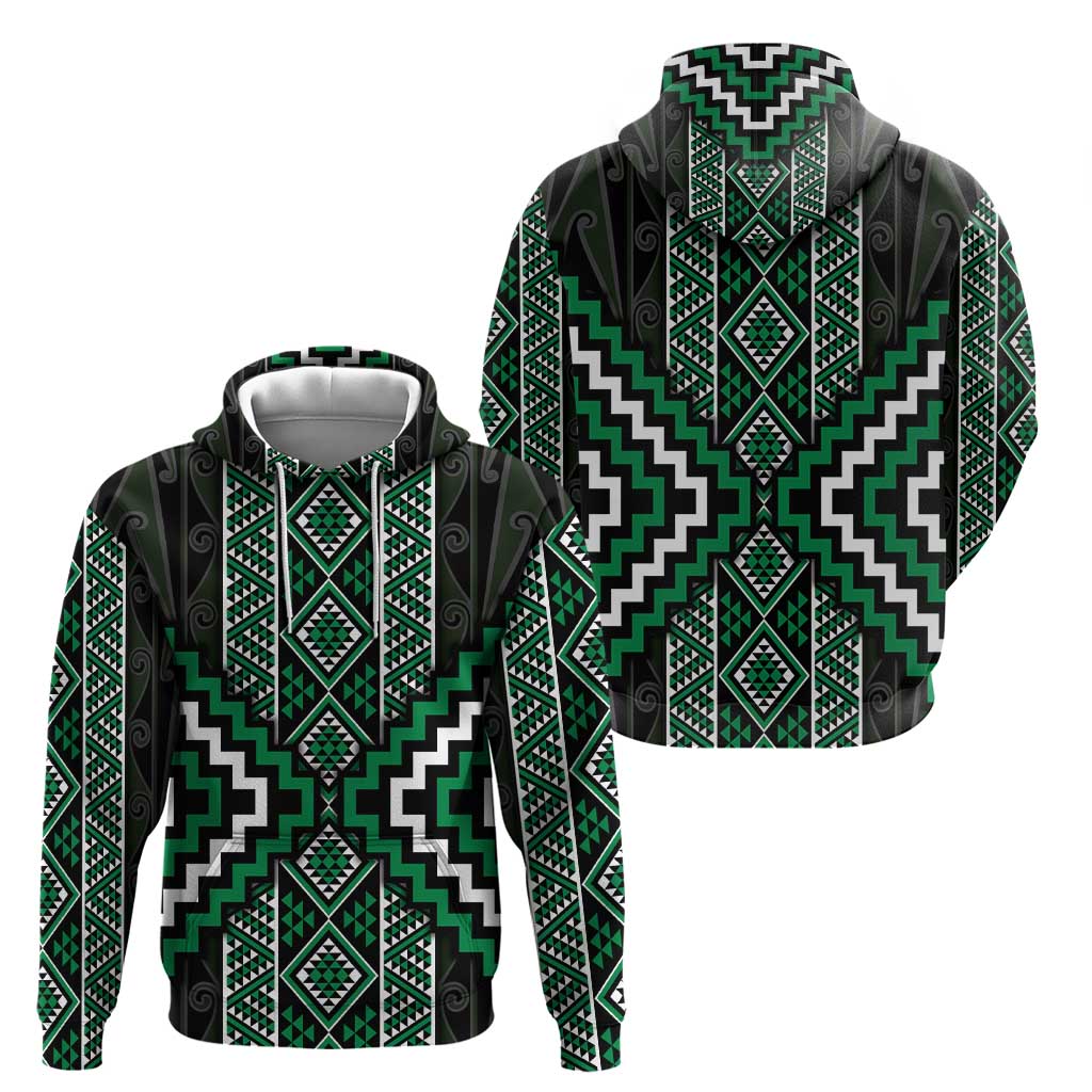 Jade Tukutuku Pattern Aotearoa Zip Hoodie Niho Taniwha and Puhoro Motifs LT7 - Polynesian Pride