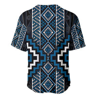 Azure Tukutuku Pattern Aotearoa Baseball Jersey Niho Taniwha and Puhoro Motifs LT7 - Polynesian Pride