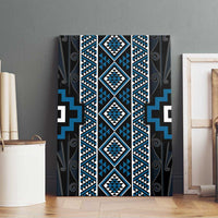Azure Tukutuku Pattern Aotearoa Canvas Wall Art Niho Taniwha and Puhoro Motifs