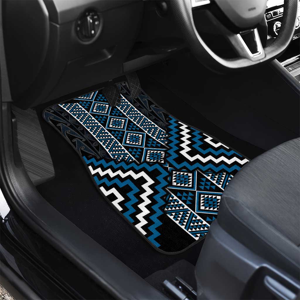 Azure Tukutuku Pattern Aotearoa Car Mats Niho Taniwha and Puhoro Motifs