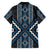 Azure Tukutuku Pattern Aotearoa Family Matching Short Sleeve Bodycon Dress and Hawaiian Shirt Niho Taniwha and Puhoro Motifs