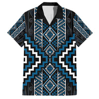 Azure Tukutuku Pattern Aotearoa Family Matching Tank Maxi Dress and Hawaiian Shirt Niho Taniwha and Puhoro Motifs