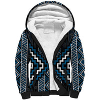 Azure Tukutuku Pattern Aotearoa Sherpa Hoodie Niho Taniwha and Puhoro Motifs