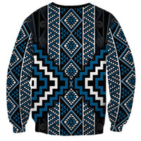 Azure Tukutuku Pattern Aotearoa Sweatshirt Niho Taniwha and Puhoro Motifs