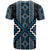 Azure Tukutuku Pattern Aotearoa T Shirt Niho Taniwha and Puhoro Motifs