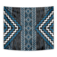 Azure Tukutuku Pattern Aotearoa Tapestry Niho Taniwha and Puhoro Motifs