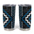 Azure Tukutuku Pattern Aotearoa Tumbler Cup Niho Taniwha and Puhoro Motifs