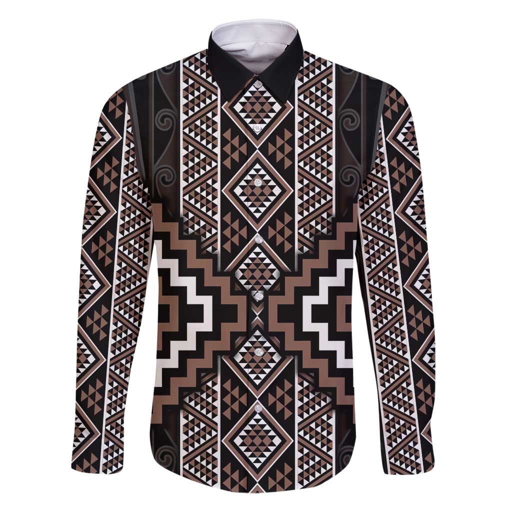 Classic Tukutuku Pattern Aotearoa Family Matching Mermaid Dress and Hawaiian Shirt Niho Taniwha and Puhoro Motifs