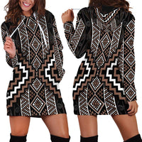Classic Tukutuku Pattern Aotearoa Hoodie Dress Niho Taniwha and Puhoro Motifs