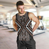 Classic Tukutuku Pattern Aotearoa Men Tank Top Niho Taniwha and Puhoro Motifs