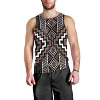 Classic Tukutuku Pattern Aotearoa Men Tank Top Niho Taniwha and Puhoro Motifs
