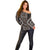 Classic Tukutuku Pattern Aotearoa Off Shoulder Sweater Niho Taniwha and Puhoro Motifs