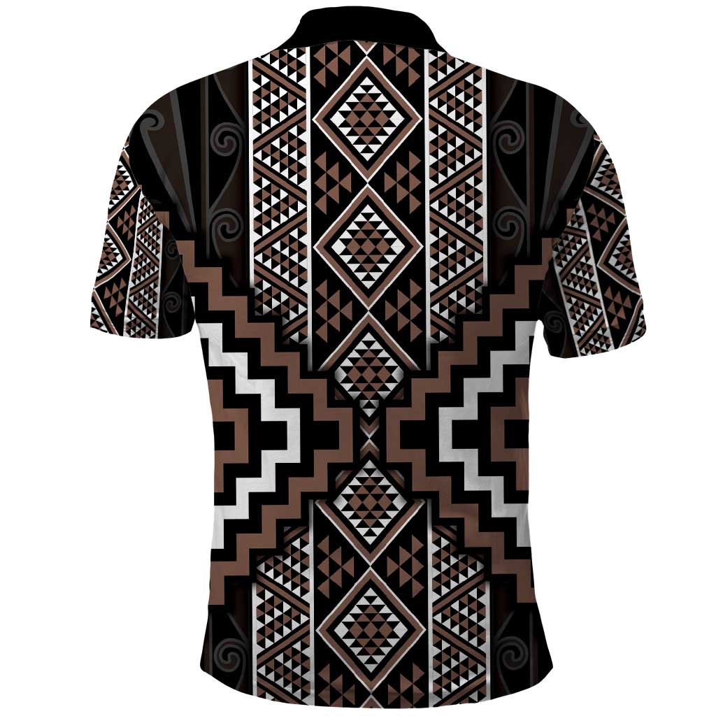 Classic Tukutuku Pattern Aotearoa Polo Shirt Niho Taniwha and Puhoro Motifs